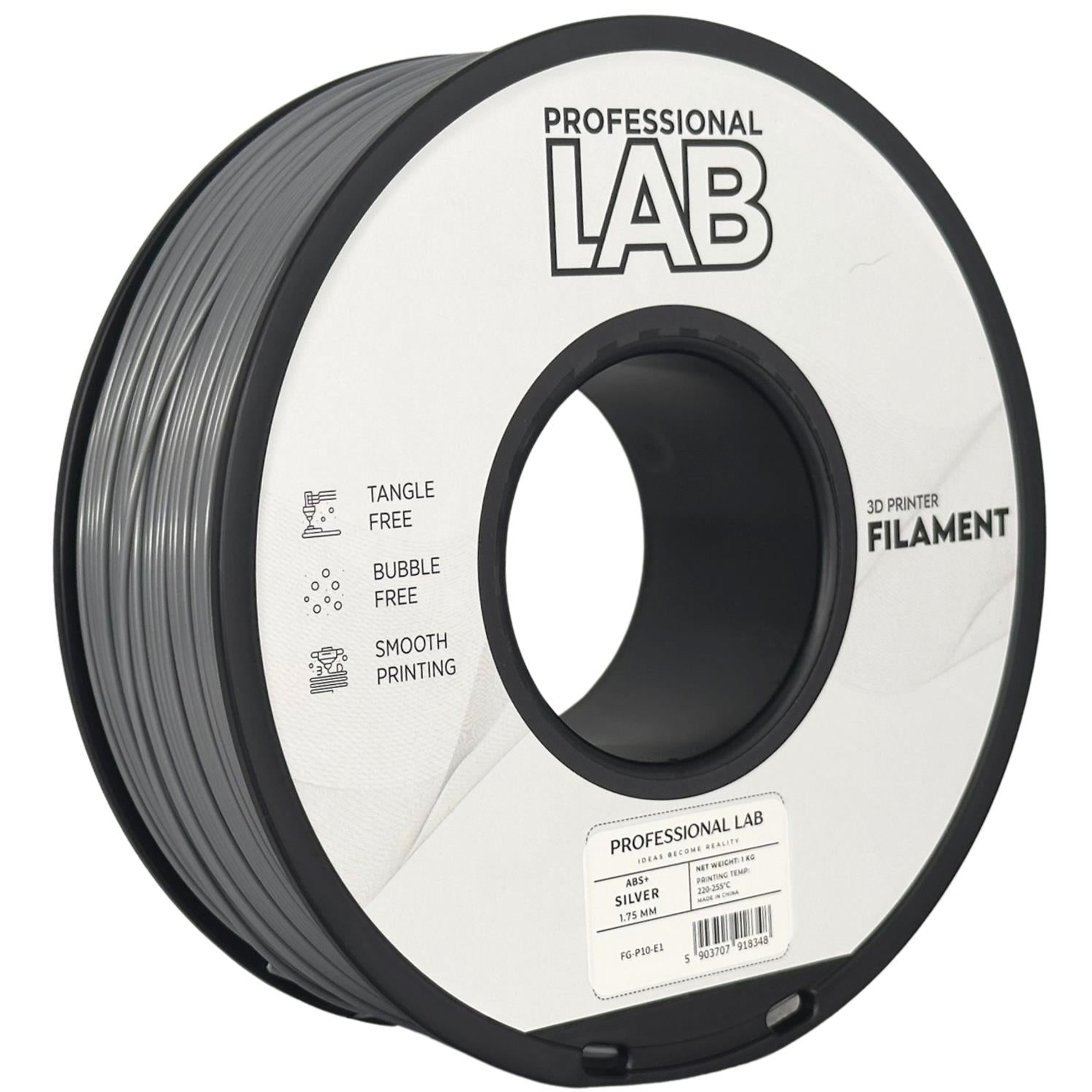 Cívka filamentu ABS+ stříbrná, Prof. Lab, 1,75 mm