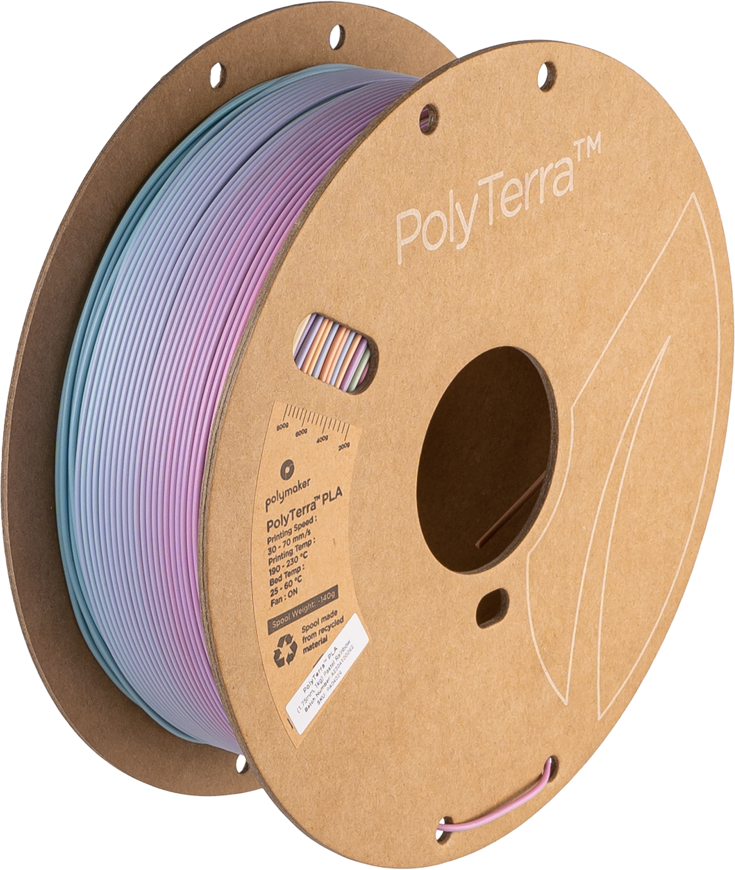 Cívka filamentu PLA gradient matná pastelová duhová, Polymaker, 1,75 mm