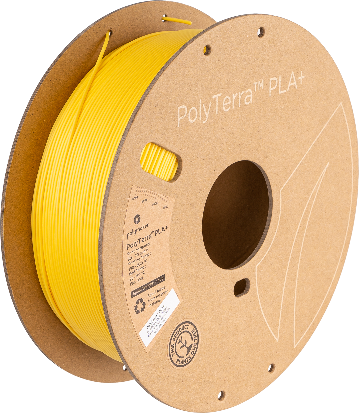 PLA+ Satin Gelb Filament Spule, Polymaker, 1,75 mm