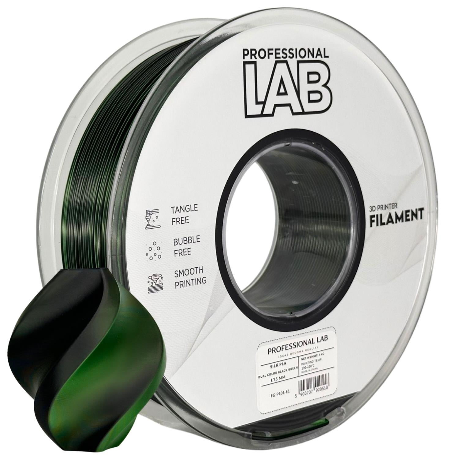 Filament Silk PLA Dual Color černá zelená | Prof. Lab