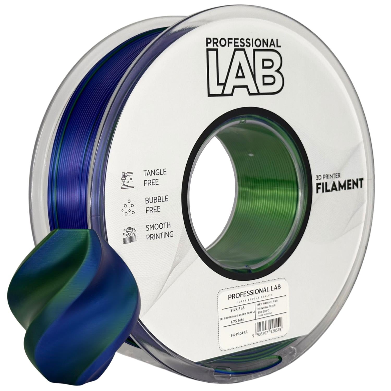 Filament Silk PLA Tri Color modrá zelená fialová | Prof. Lab