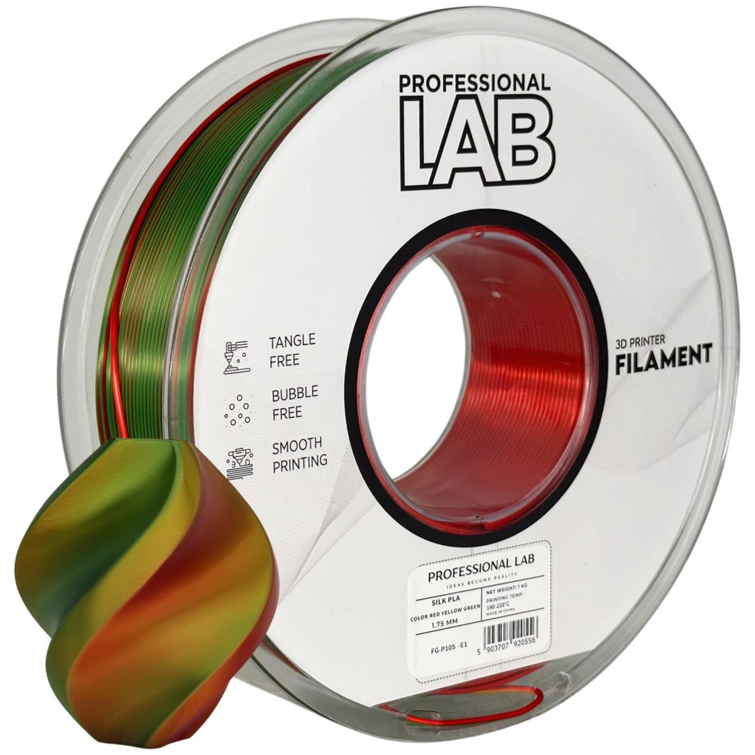 Filament Silk PLA Tri Color červená žlutá zelená | Prof. Lab