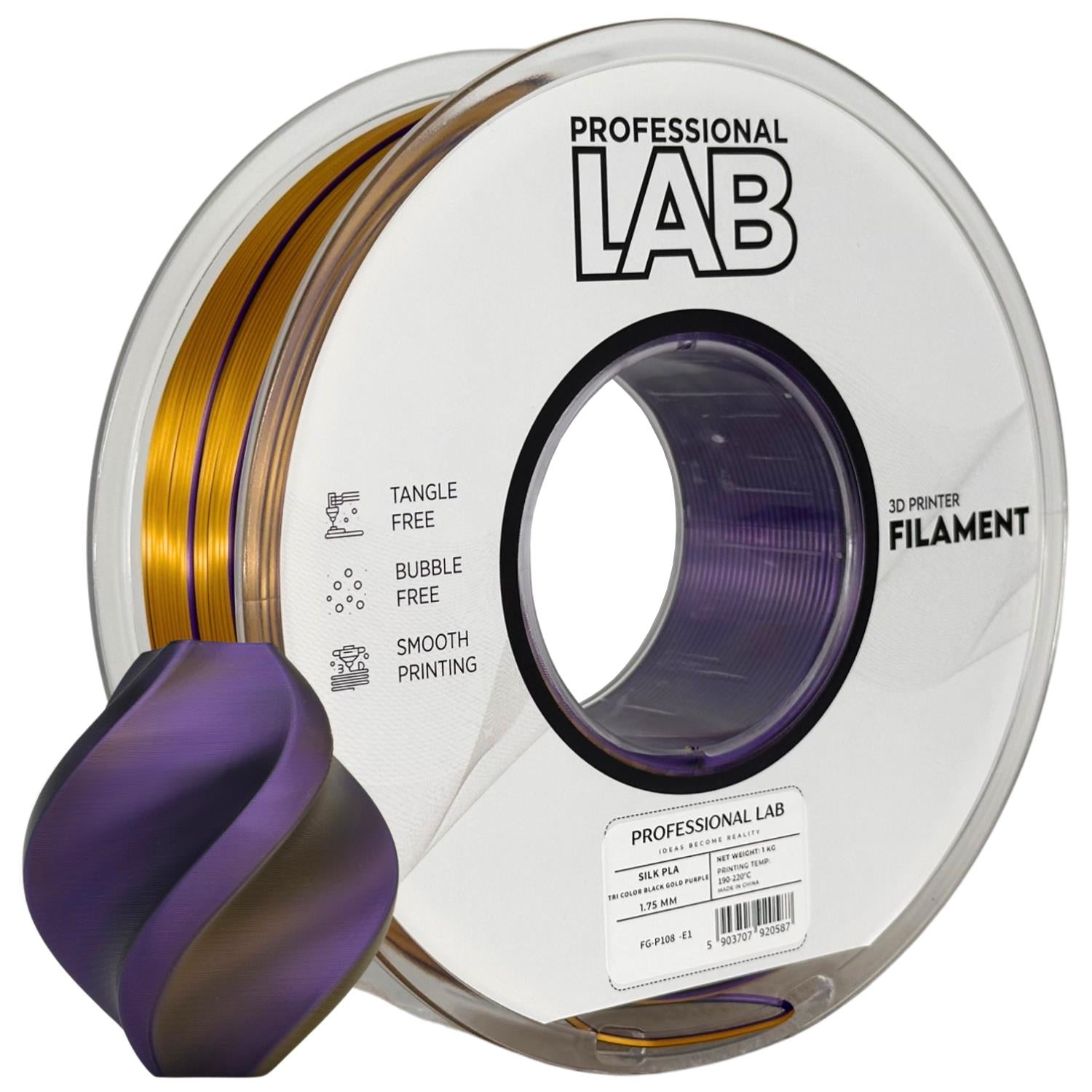 Filament Silk PLA Tri Color černá zlatá fialová | Prof. Lab