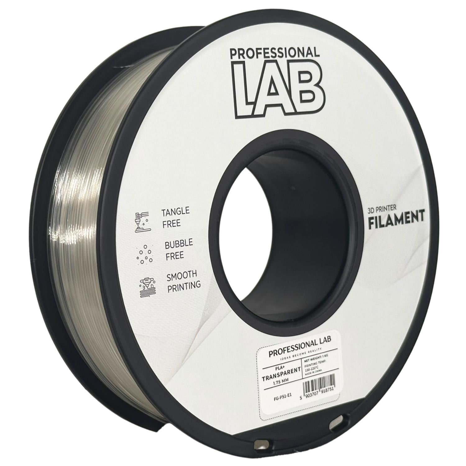Cívka filamentu PLA+ průhledná, Prof. Lab, 1,75 mm