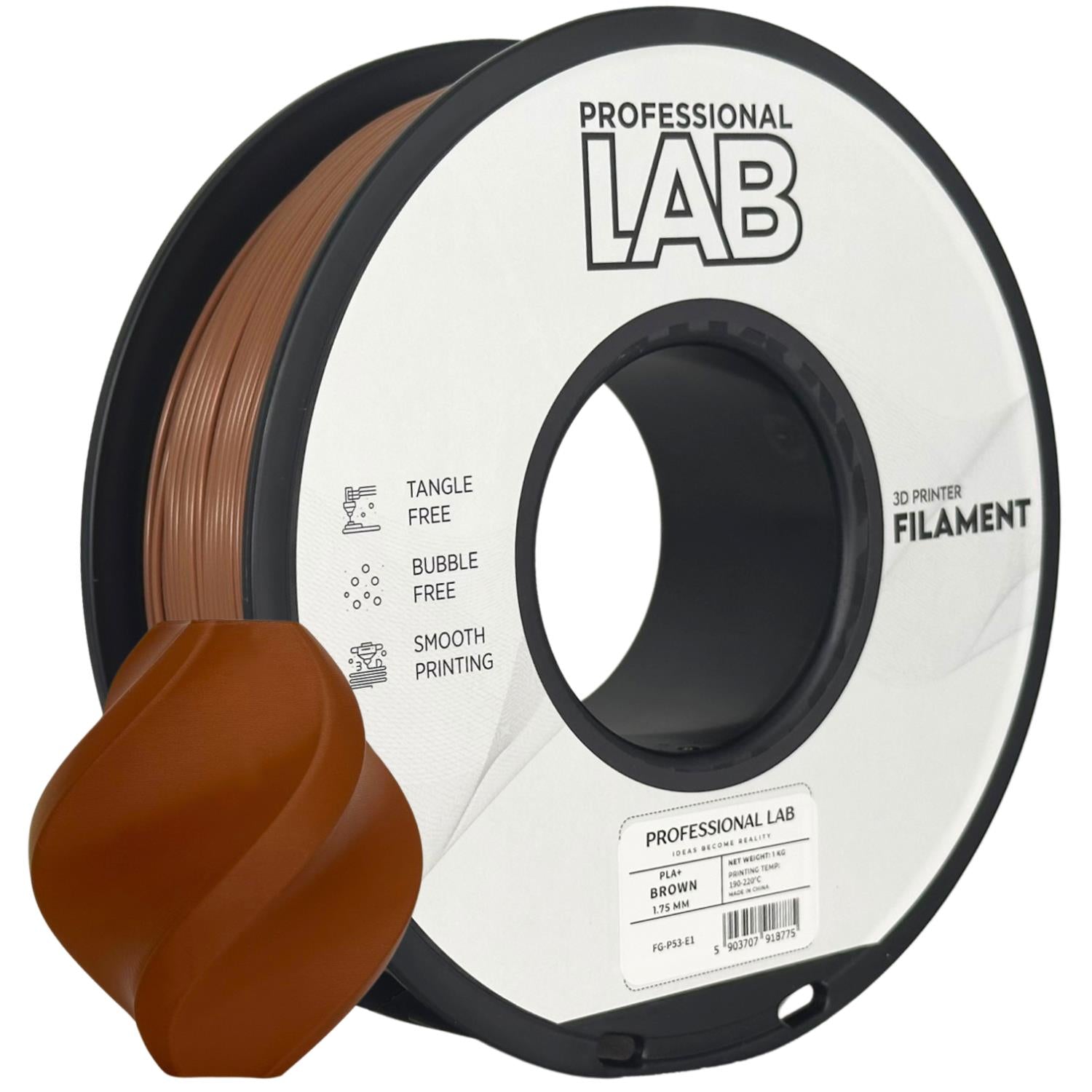 PLA+ Braun Filament Spule, Prof. Lab, 1,75 mm