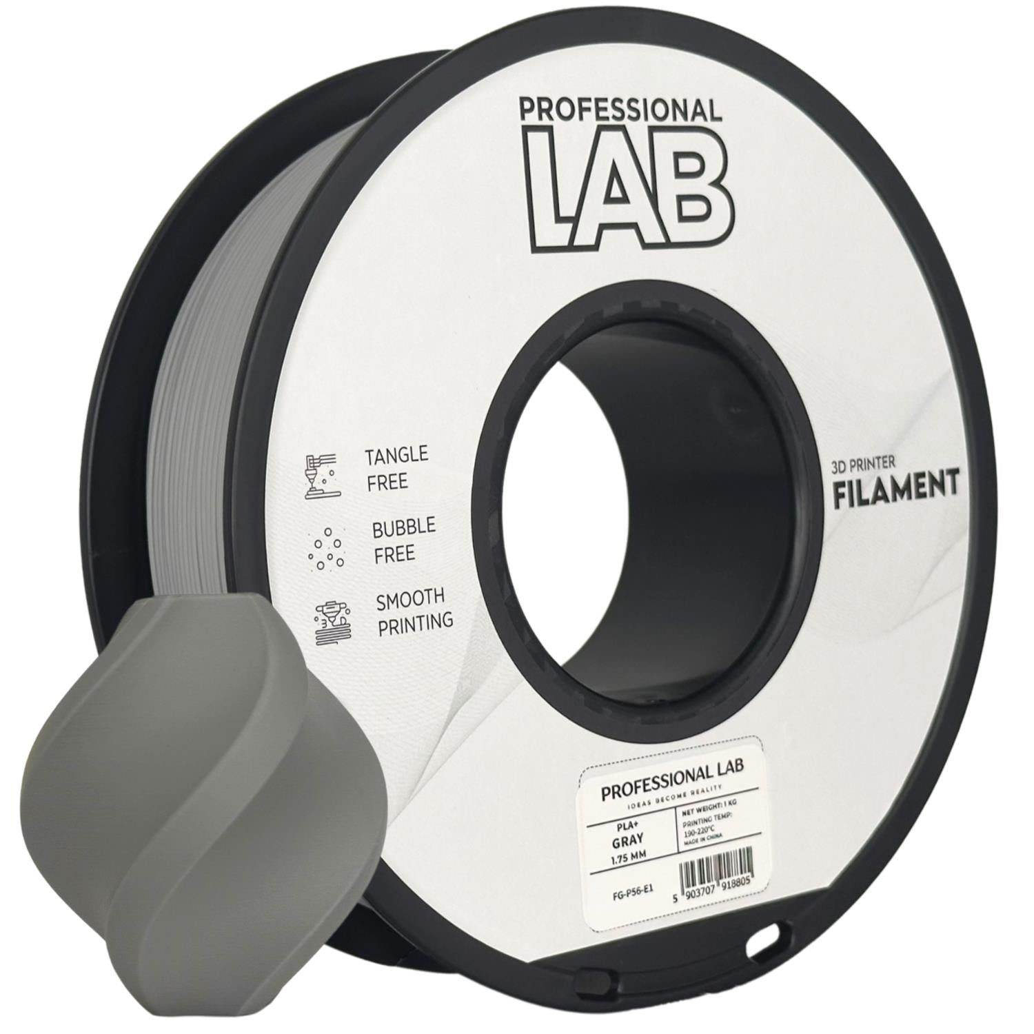 PLA+ Grau Filament Spule, Prof. Lab, 1,75 mm