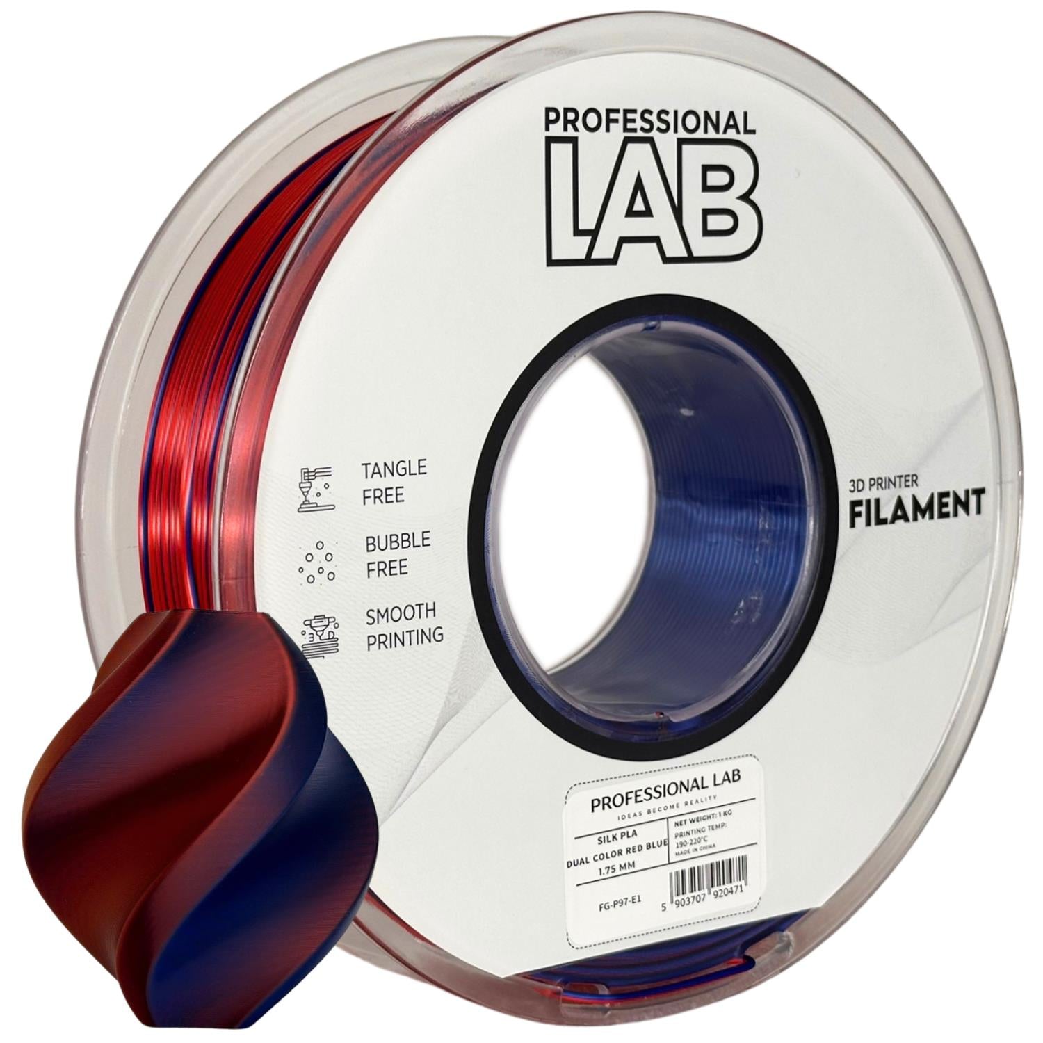 Filament Silk PLA Zweifarbig rot-blau | Prof. Lab