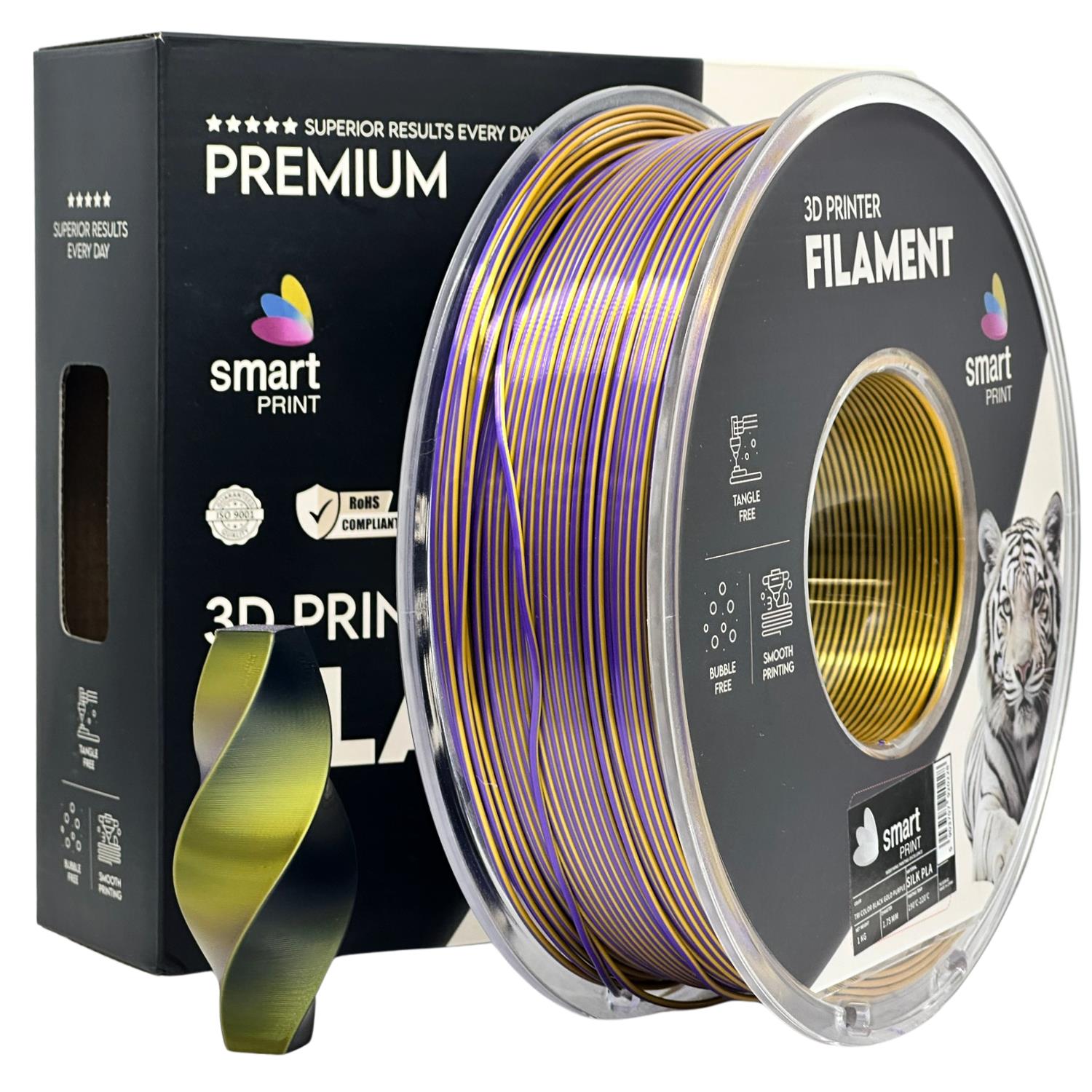 Filament Silk PLA Tri Color černá zlatá fialová | Smart Print
