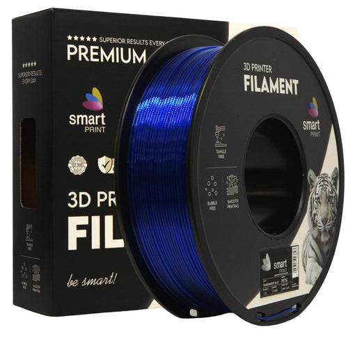 PETG-Filament transparent blau Spule, Smart Print, 1,75 mm