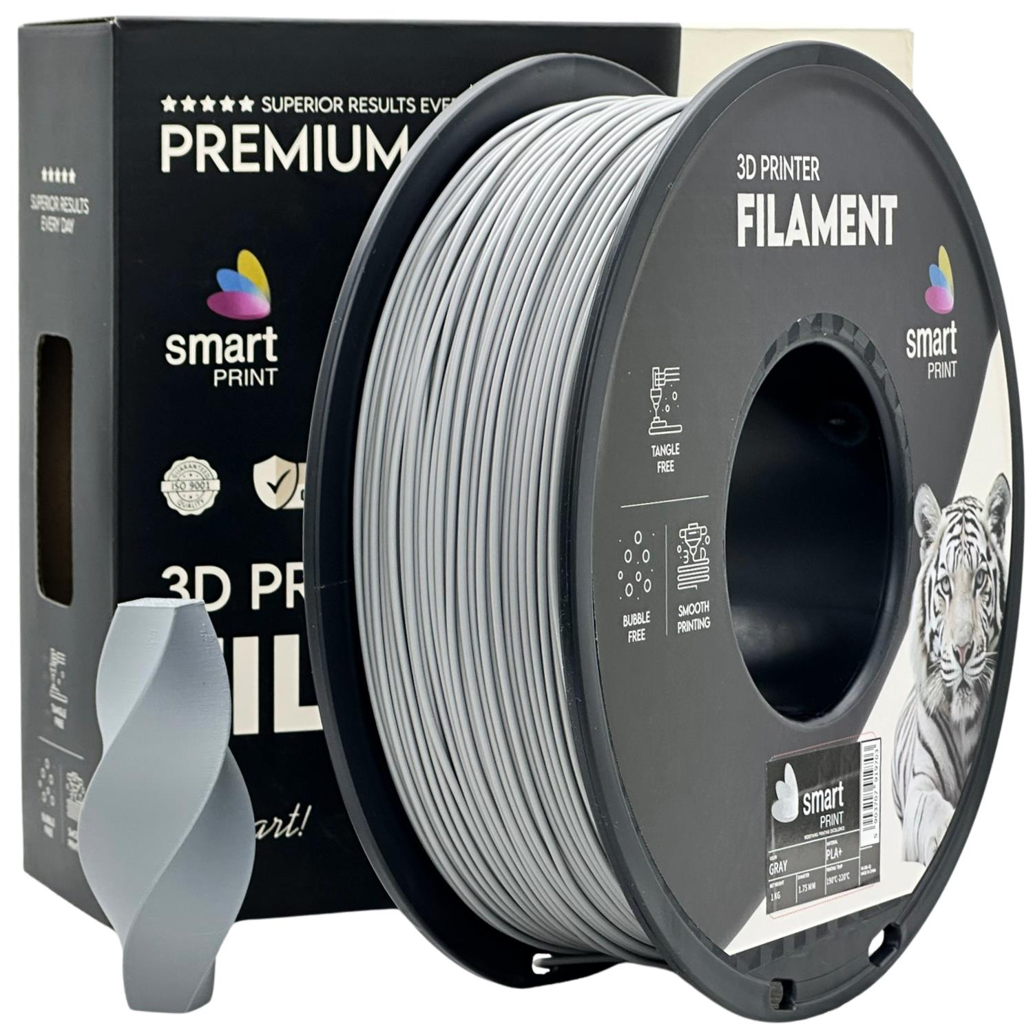 PLA+ Grau Filament Spule, Smart Print, 1,75 mm