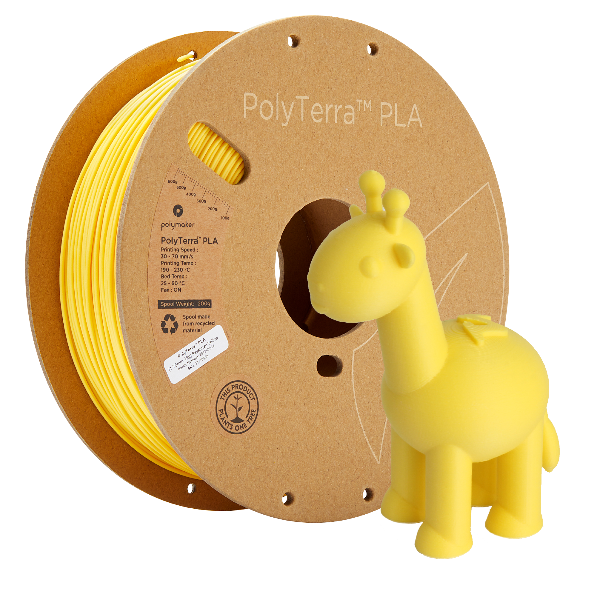 Cívka filamentu PLA matná žlutá, Polymaker, 1,75 mm