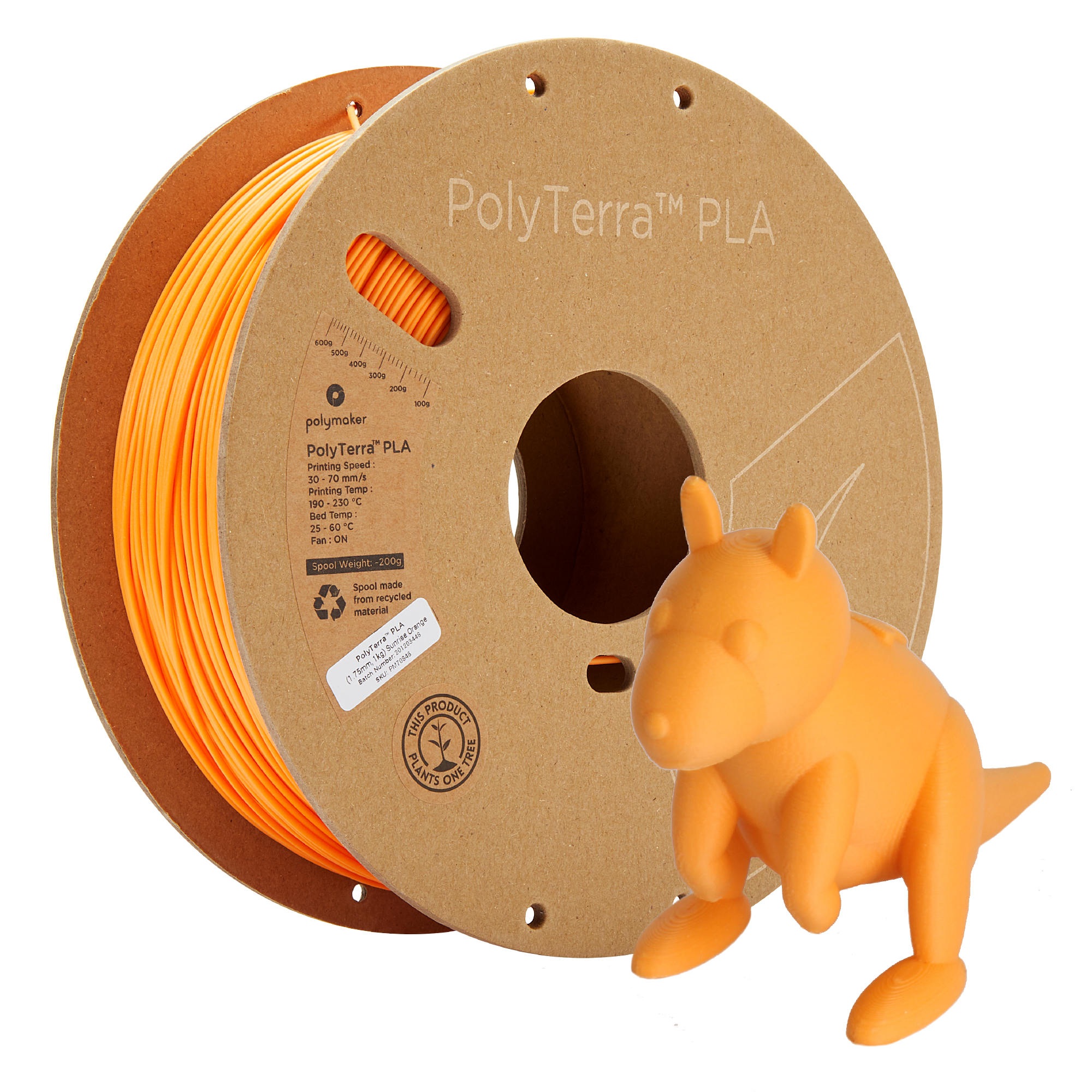 Cívka filamentu PLA matná oranžová, Polymaker, 1,75 mm